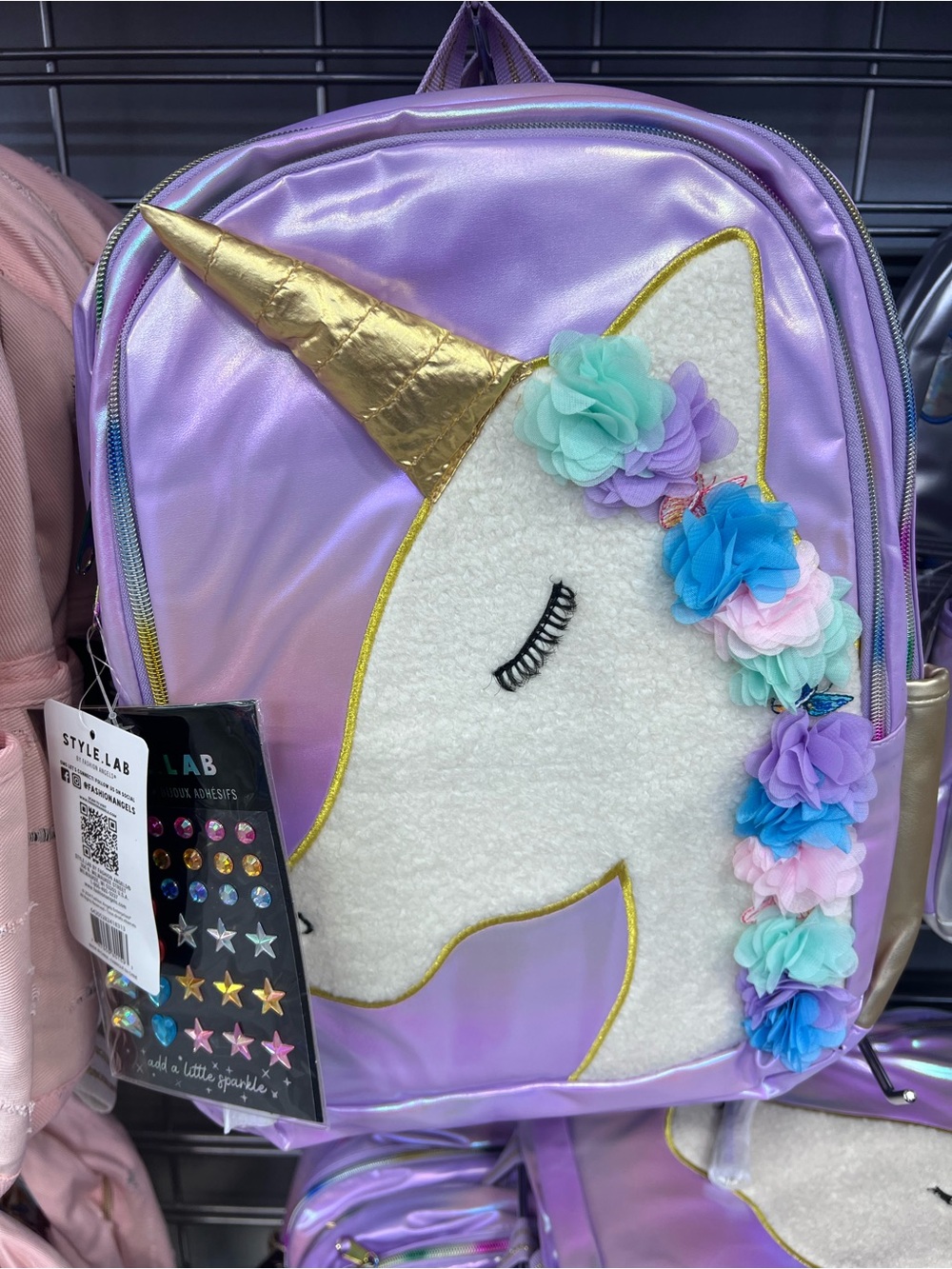 Kids Style Lab Iridescent Purple Unicorn Backpack with Gold Accents